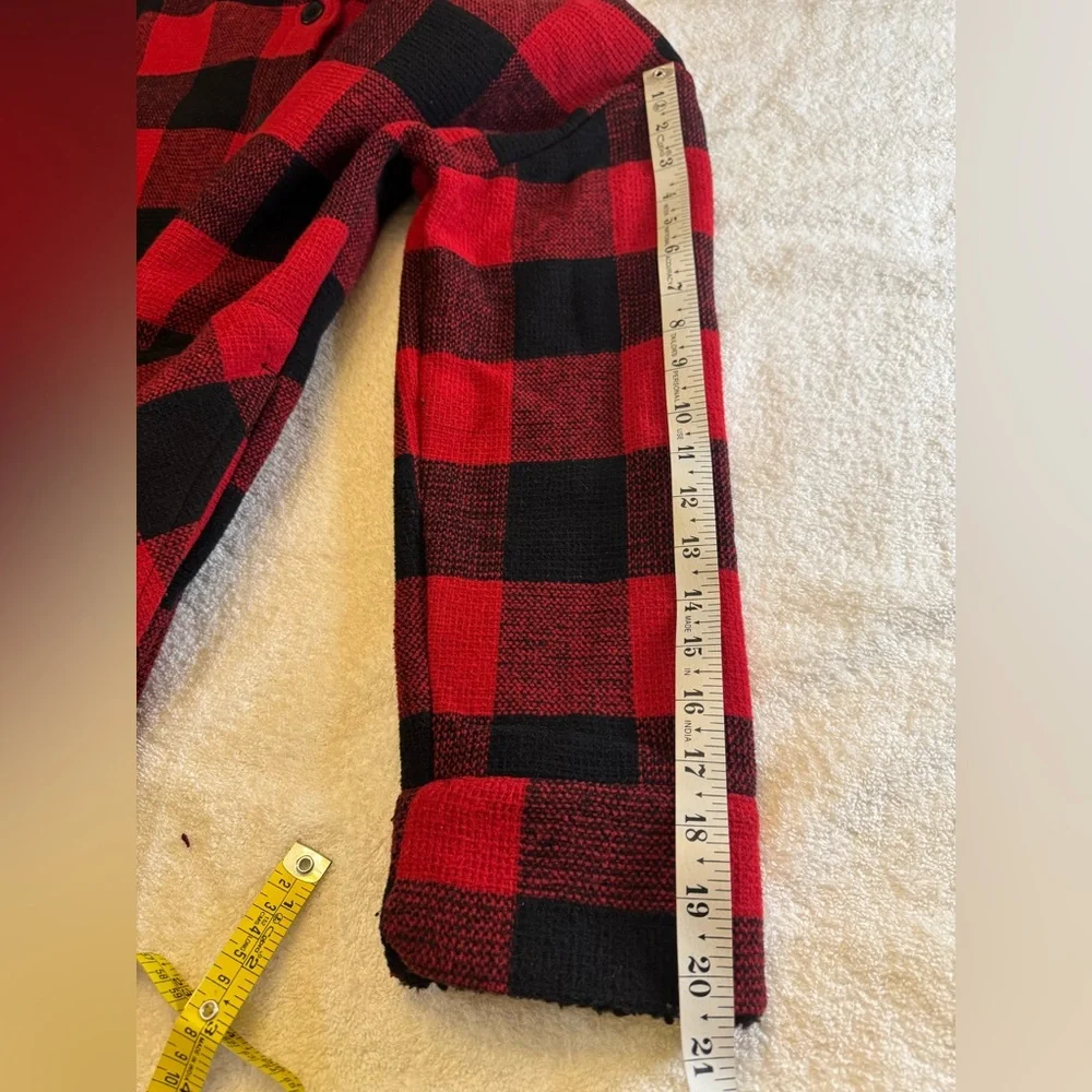 RDI Flannel Coat - Fleece Bonded Sherpa Coat Pockets Fall buffalo plaid - Picture 9 of 10